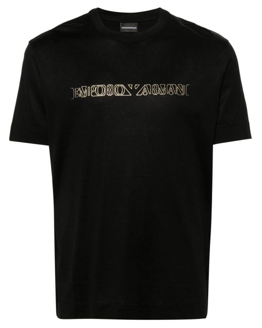 Emporio Armani Black Logo-printed Lyocell-blend T-shirt for men