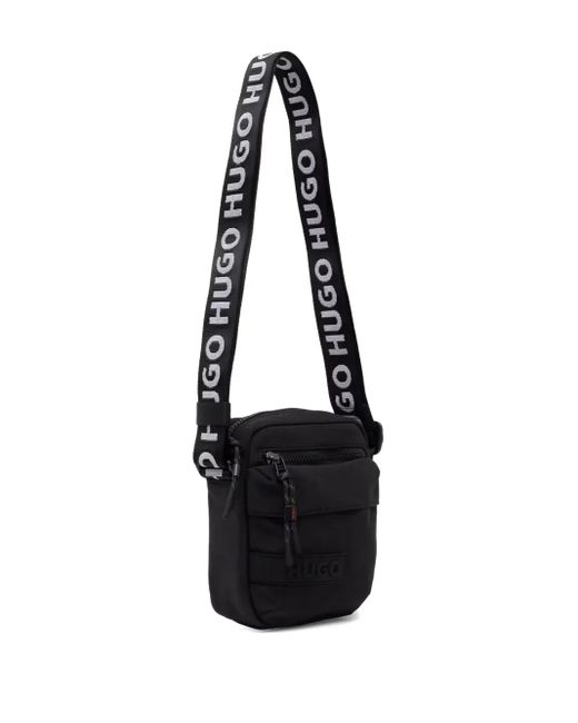 HUGO Black Logo-Detail Crossbody Bag for men