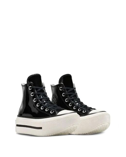 Converse Black Leather Platform Sneakers
