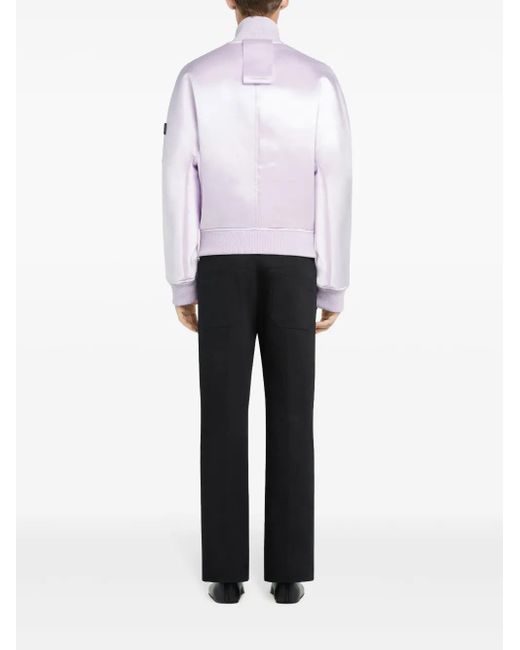 Courreges Purple Satin Bomber Jacket for men