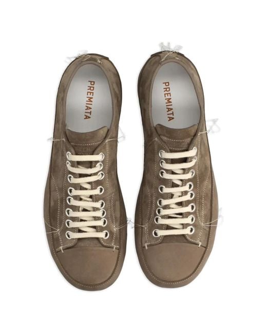 Premiata Brown Suede Lace-Up Sneakers for men