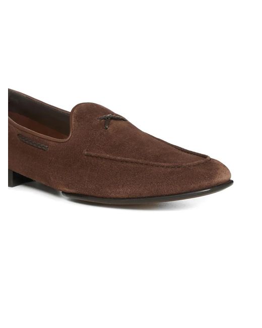 Doucal's Brown Braided-Lacing Loafers for men