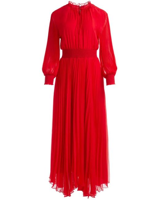 Robe mi-longue Vernia à design plissé Alice + Olivia en coloris Red