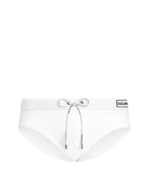 Dolce & Gabbana White Swim Briefs With Logo for men