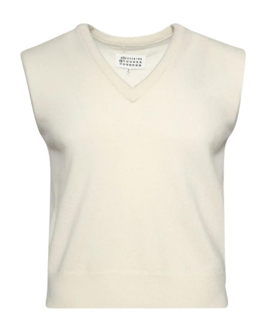 Margiela Vネック ベスト L Maison Margiela V-Neck Cropped Vest in Natural for Men | Lyst