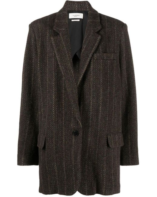 Étoile Isabel Marant Cikaito Wool Blazer in Brown (Black) | Lyst