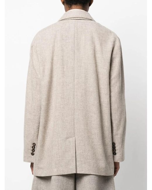 Brunello Cucinelli Natural Single-breasted Jacket In Yak Canvas