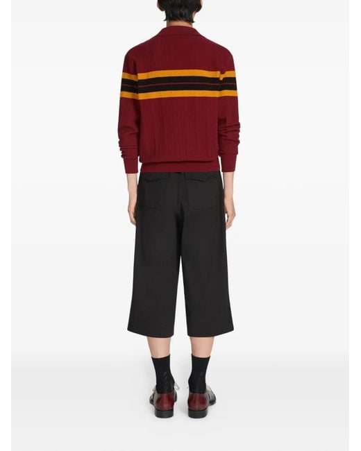 Dries Van Noten メンズ レッド ストライプ ポロシャツの通販はau PAY
