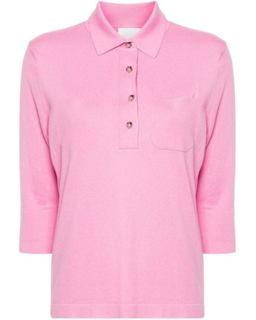 Allude Pink Knitted Polo Top