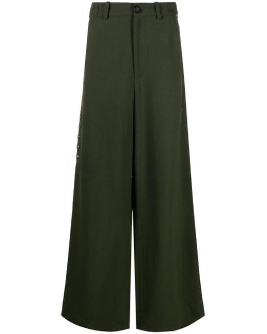 NAMACHEKO Green High-waist Wide-leg Trousers for men