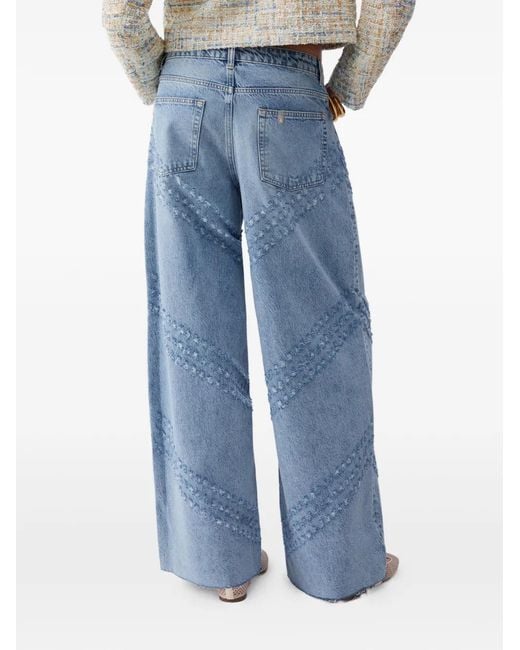 Liu Jo Blue Flared Jeans With Laser-Etched Details