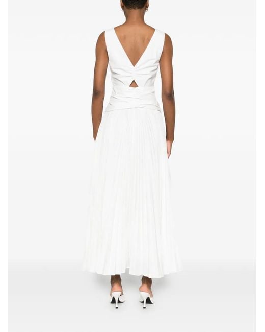 Jonathan Simkhai White Vivianne Pleated Midi Dress
