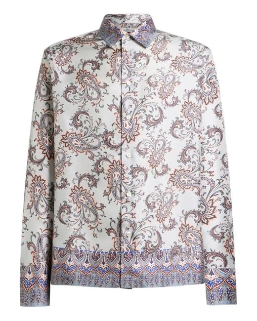 Etro Multicolor Paisley Leaf Print Shirt for men