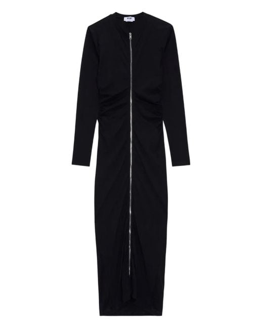 MSGM Zip-front Gathered Maxi Dress Black
