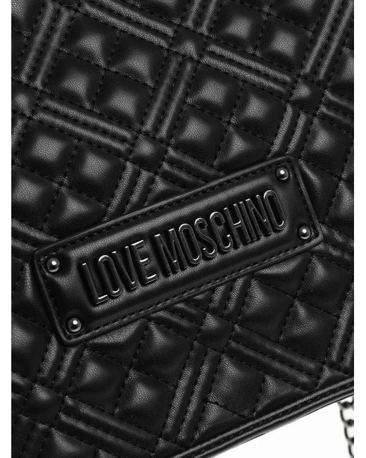 Moschino Black Quilted Logo-Plaque Shoulder Bag