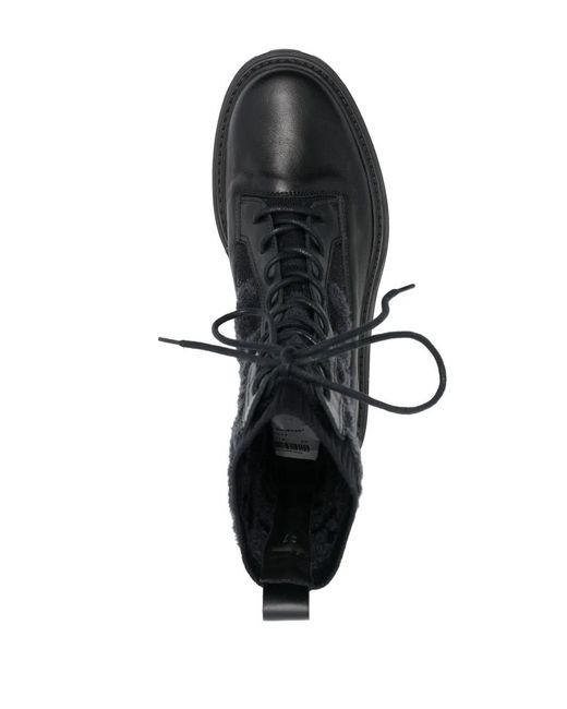 Tod's Black Shearling-Logo Combat Boots