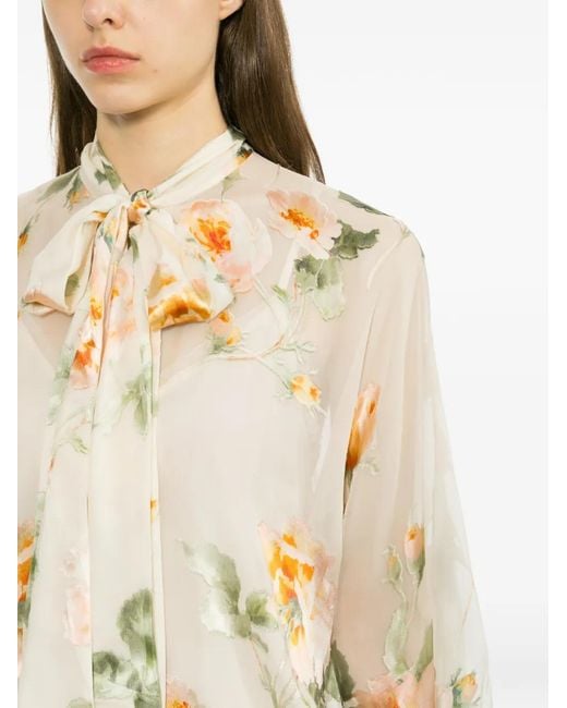 Zimmermann White All-Over Floral Print Shirt