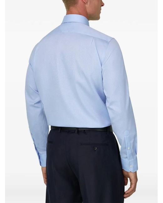 Boggi Blue Checked Cotton Non-Iron Regular-Fit Shirt for men