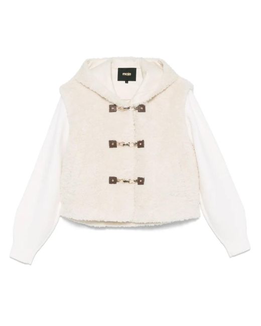 Maje White Detachable-Sleeves Jacket
