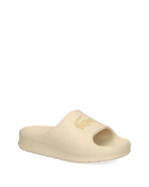 Lacoste Natural Crocodile-Logo Platform Slides