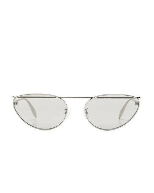 McQueen White Piercing-Detailed Cat-Eye Sunglasses