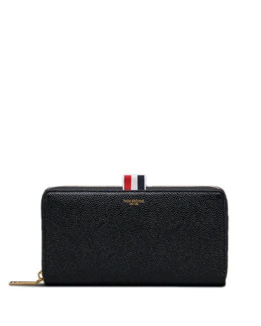 Thom Browne Black Pebble-Grain Long Zip Wallet