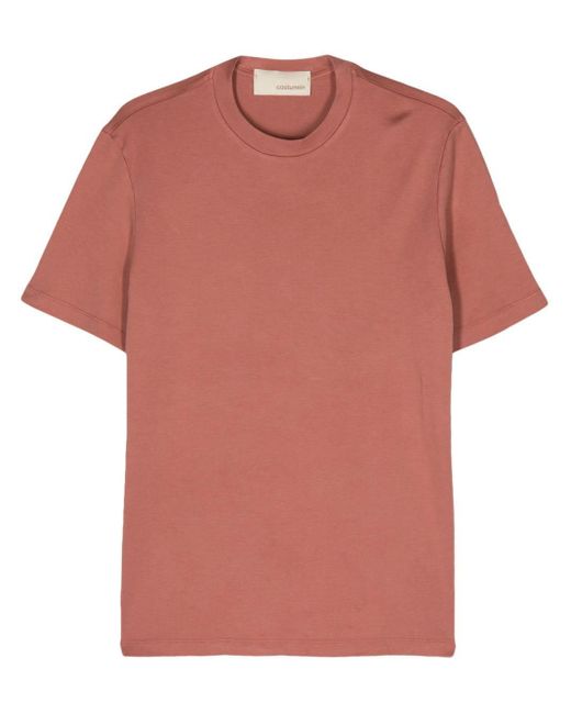 Costumein Pink Crew-neck Cotton T-shirt for men