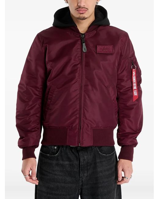 Alpha Industries Red Zip Hood Backprint Ma-1 Jacket for men