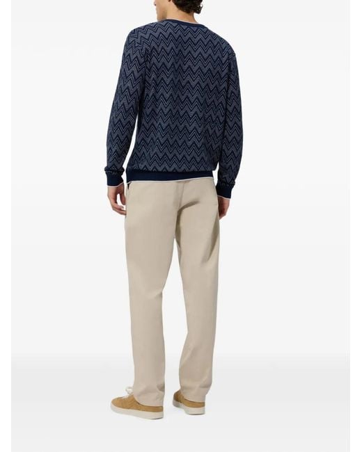 Missoni Blue Pull En Cachemire À Motif Zig-Zag for men