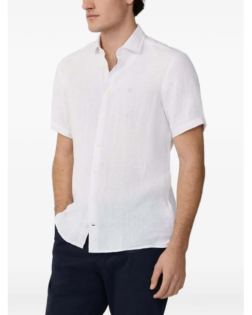 Hackett White Logo-Embroidered Short-Sleeve Shirt for men