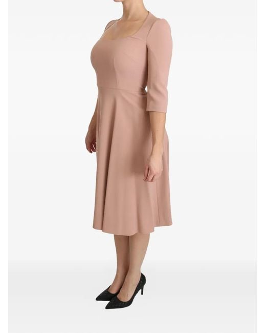 Dolce & Gabbana Pink A-Line Square-Neck Midi Dress