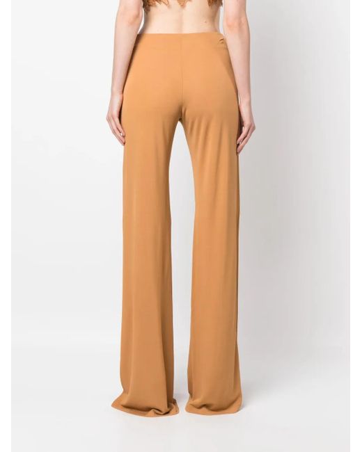 Alberta Ferretti Natural High-Waisted Flared Trousers