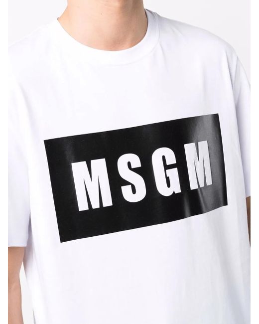 MSGM White Logo T-shirt for men