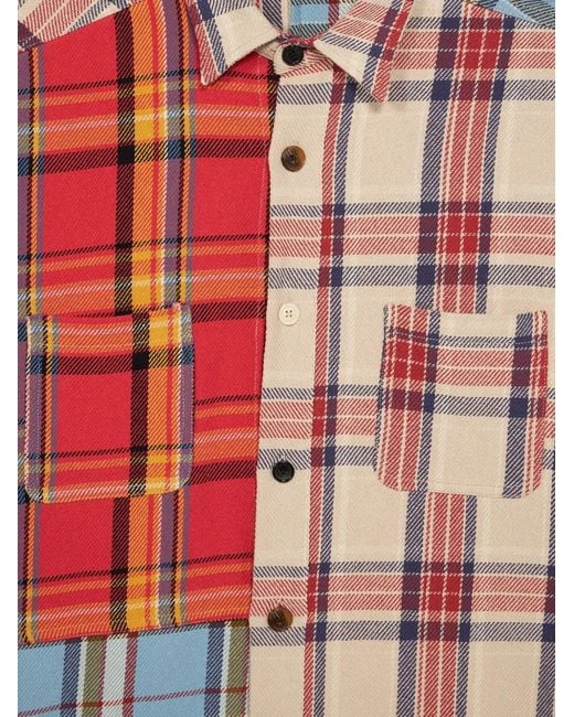 Fortela Red Rosebowl Patchwork Shirt for men