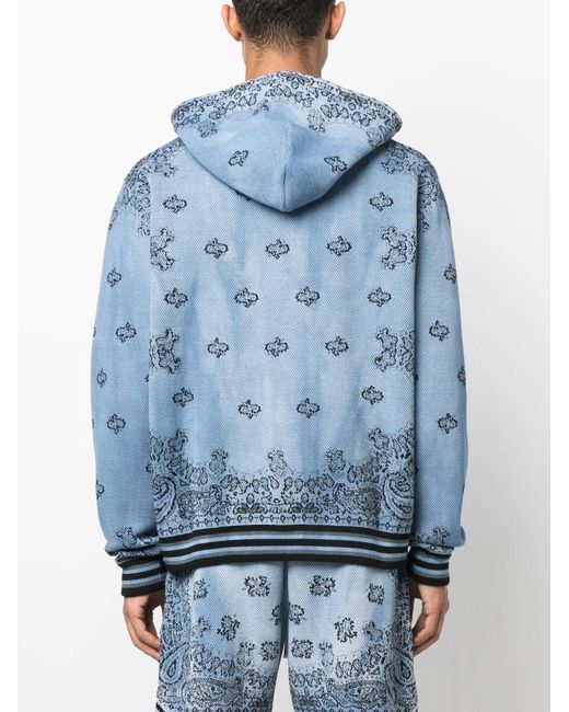 Amiri Blue Bandana Basketball Hoodie for men