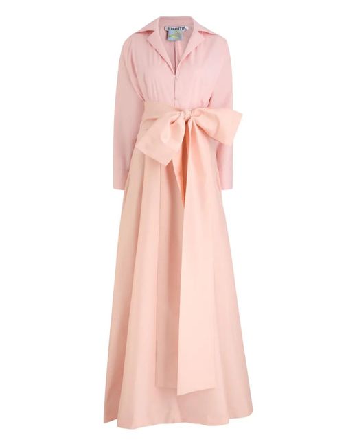 BERNADETTE Pink Bow-Detail Shirt Dress