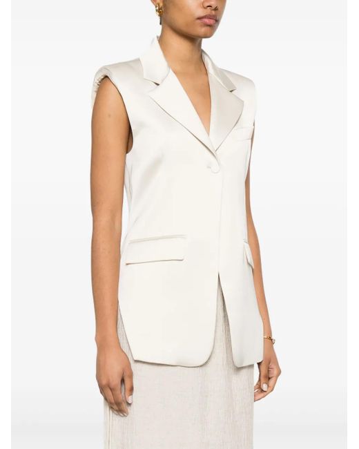 Patrizia Pepe White Satin-Finish Waistcoat