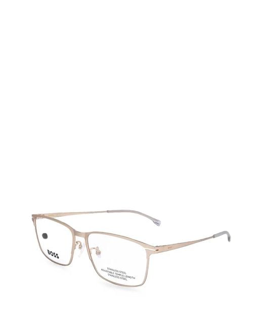 Boss White Rectangle-Frame Glasses for men