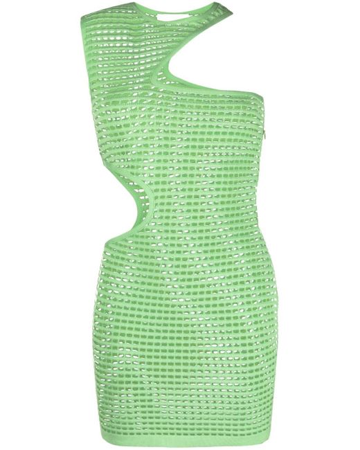 Genny Open-knit Cut-out Mini Dress in Green | Lyst