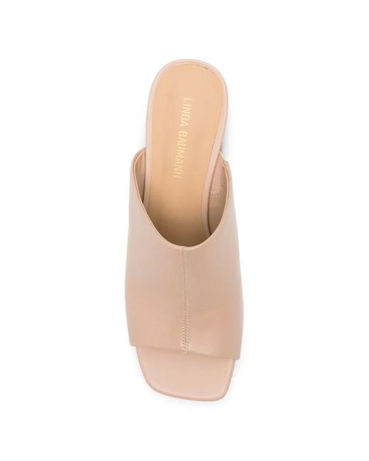 Linda Baumann Pink Open-Toe Block-Heel Sandals