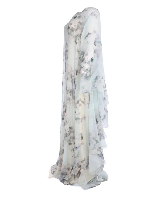 Alberta Ferretti White Floral-Print Maxi Dress