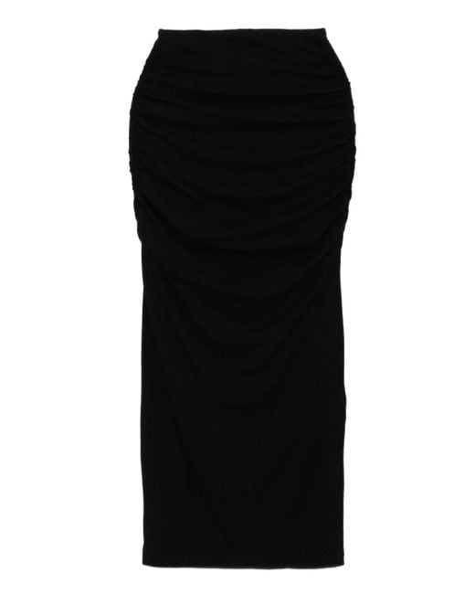 James Perse Black Ruched Midi Skirt