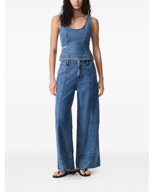 Rag & Bone Blue Denim Belted Top