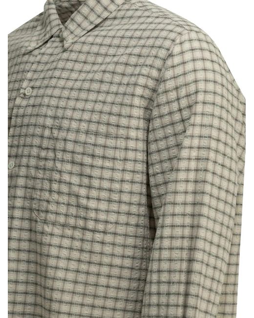 Beams Plus Gray Blazer En Seersucker À Carreaux for men