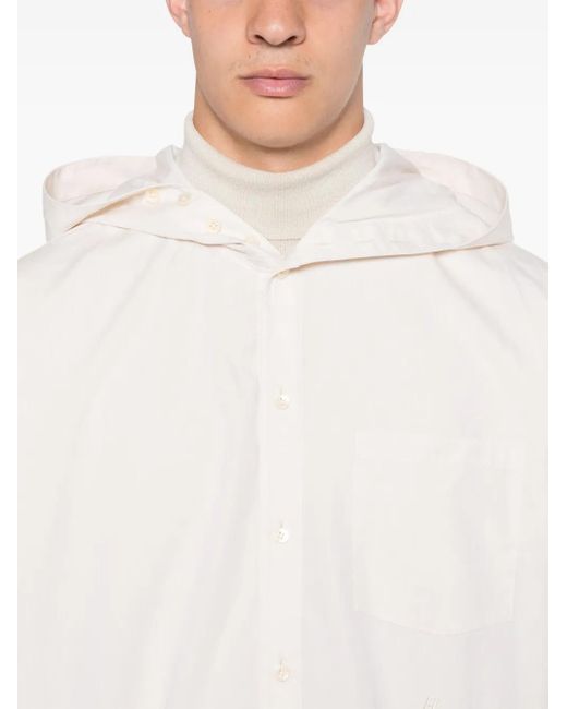Helmut Lang White Hooded Shirt for men