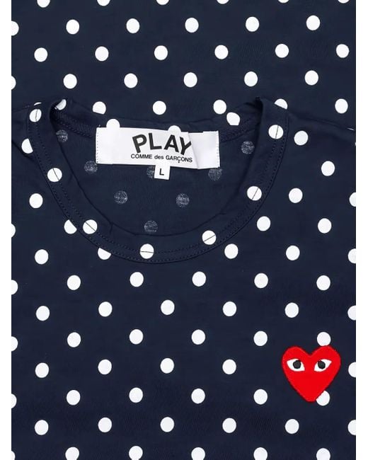 COMME DES GARÇONS PLAY Blue Langarmshirt mit Polka Dots
