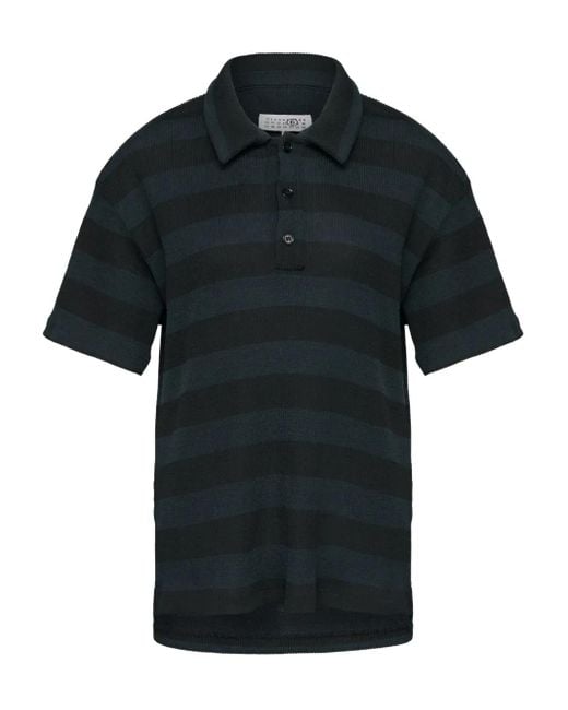 MM6 by Maison Margiela Black Striped Polo Top