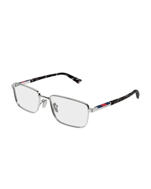 Gucci Metallic Rectangle-Frame Glasses for men