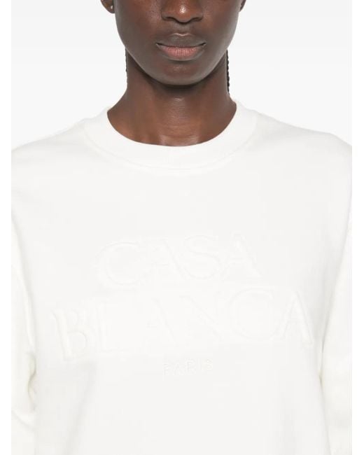 Casablanca White Logo-Embroidered Crew-Neck Sweater
