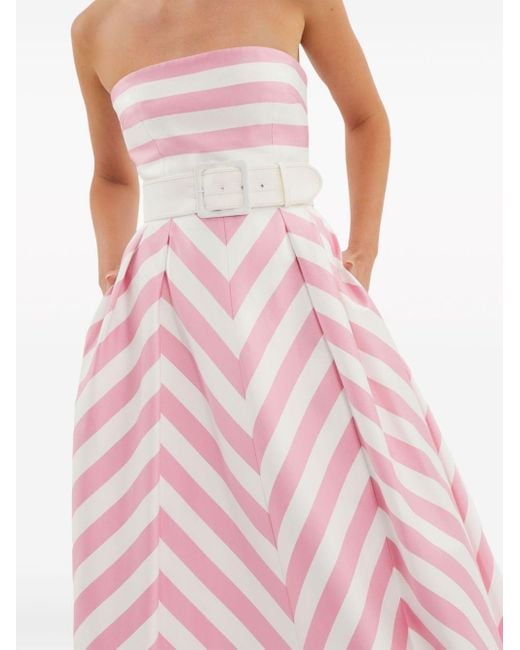 Rebecca Vallance Pink Jocelyn Striped Strapless Gown